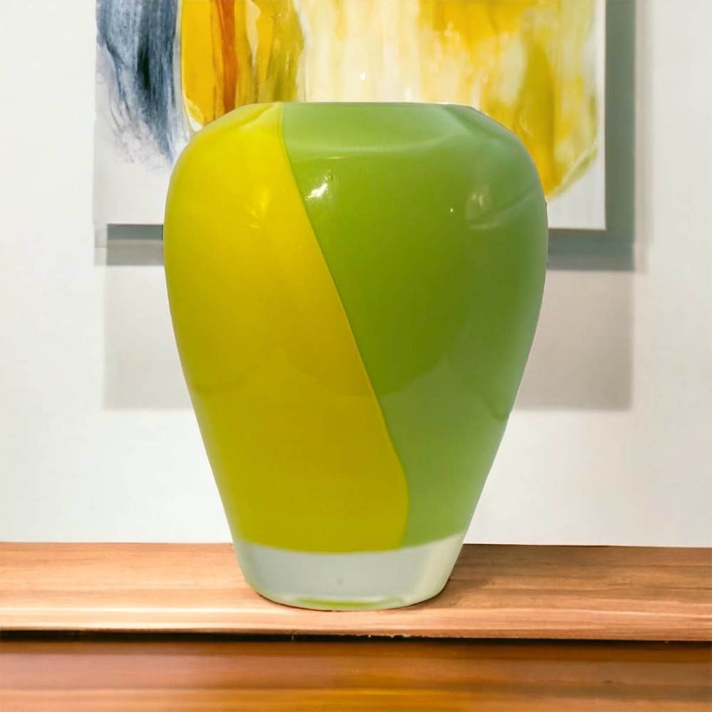 Canary Yellow & Lime Green Oval Shaped Cased Vase by Gorgeous Designs